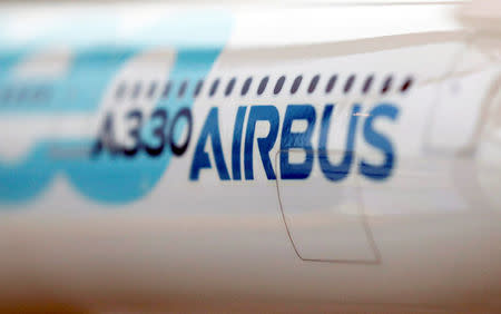 A scale model of an Airbus A330neo aircraft is pictured during its maiden flight event in Colomiers near Toulouse, France, October 19, 2017. REUTERS/Regis Duvignau