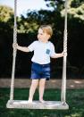 <p>They also released a more casual image of Prince George in a striped shirt and denim shorts. [Photo: Kensington Palace] </p>