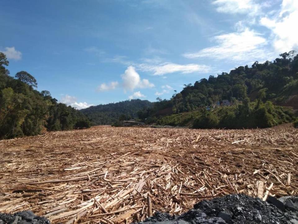 The logjam along the Baleh River, August 22, 2022. — Picture courtesy of the Deputy Chief Minister Tan Sri Dr James Masing’s Office