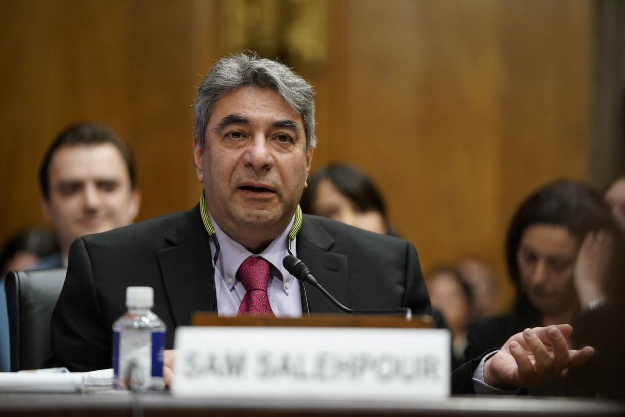 Boeing engineer, Sam Salehpour testifies before the US Senate Homeland Security and Governmental Affairs Subcommittee on Investigations during a hearing on "Examining Boeing's Broken Safety Culture: Firsthand Accounts," at Capitol Hill in Washington, DC, on April 17, 2024.