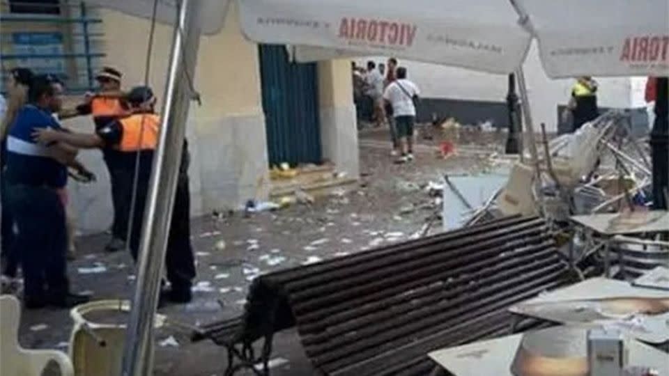 The blast left the street littered with debris. Photo: Twitter