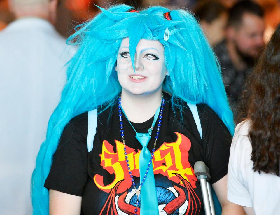 Oakley Marini, dressed as virtual singer Hatsune Miku, visited Comicon Erie 2022 inside the Bayfront Convention Center.