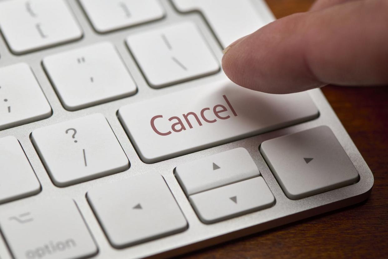 Canceling people can harm democracy. <a href="https://www.gettyimages.com/detail/photo/finger-about-to-press-a-cancel-button-on-a-computer-royalty-free-image/1317801584?phrase=cancel+culture&adppopup=true" rel="nofollow noopener" target="_blank" data-ylk="slk:David Malan/Getty Images;elm:context_link;itc:0;sec:content-canvas" class="link ">David Malan/Getty Images</a>