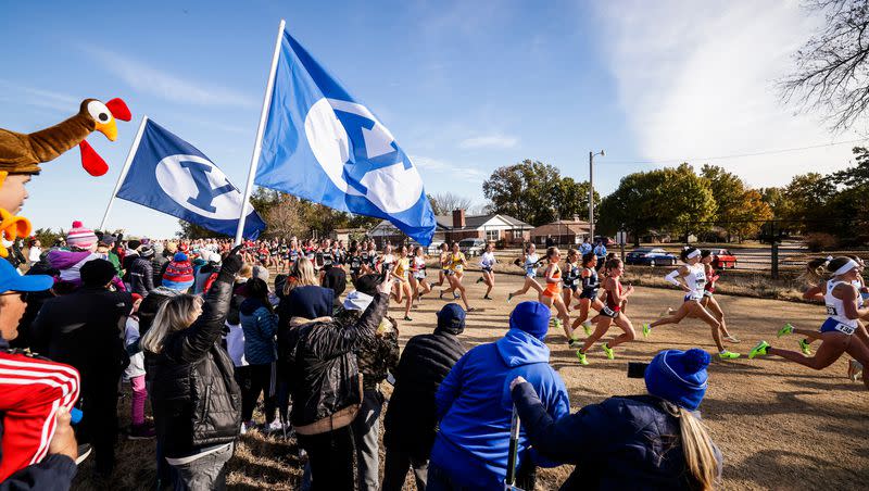 BYU women’s runner compete in the 2022 NCAA cross-country championships in Stillwater, Oklahoma. The Cougars finished eighth.