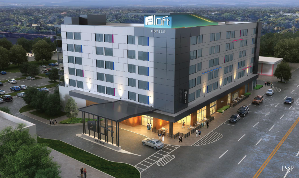 This artist's rendering depicts the Aloft Hotel that was proposed in 2019 for the old SunTrust Bank site on New Haven Avenue in downtown Melbourne. But the project never left the drawing board, and the property remains vacant.