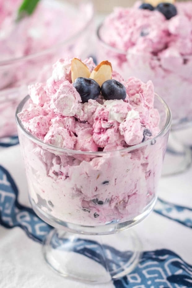 <p><strong>Get the recipe: <a href="https://breadboozebacon.com/blueberry-fluff/" rel="nofollow noopener" target="_blank" data-ylk="slk:Blueberry Fluff;elm:context_link;itc:0;sec:content-canvas" class="link ">Blueberry Fluff</a></strong></p><p>Bread Booze Bacon</p>