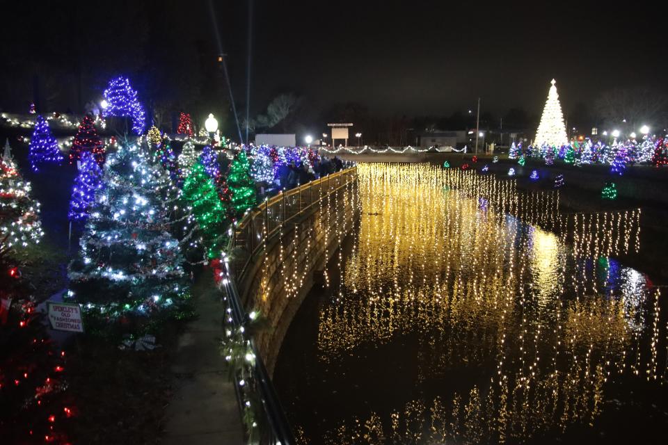 Adrian's Comstock Christmas Riverwalk was officially lighted Friday.