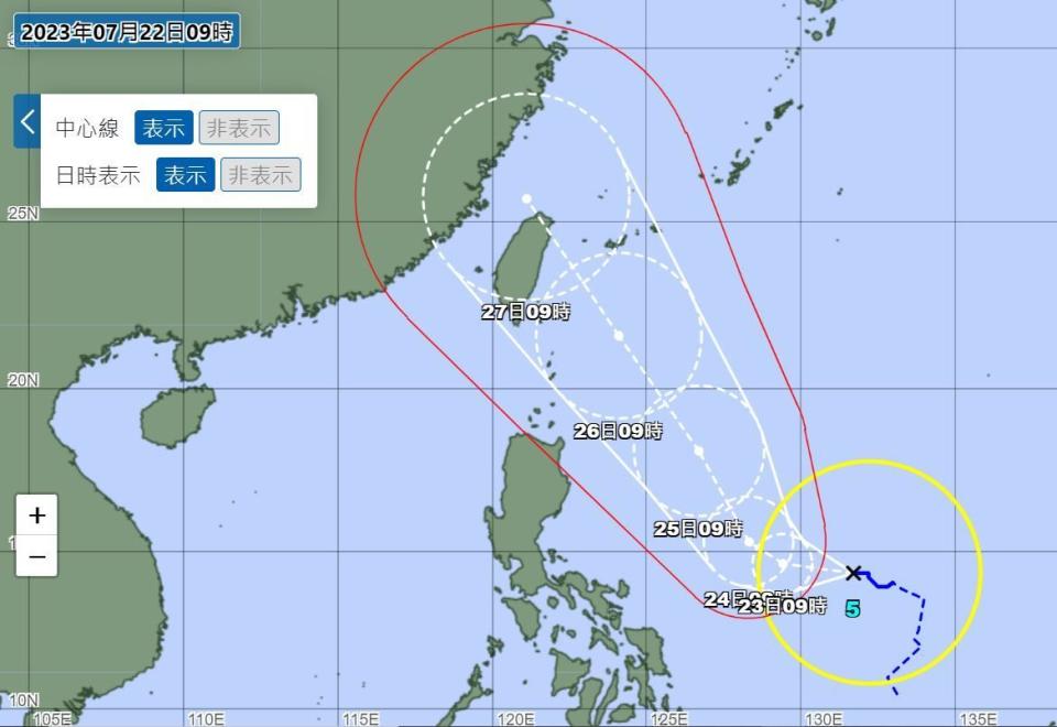 日本氣象廳昨日預測，颱風將一路西北西前進。（圖／翻攝自日本氣象廳官網）