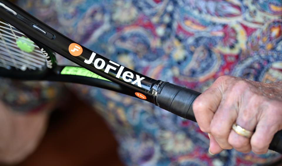 Joseph Jennings, of Sarasota, invented and patented the Joflex Sports device that is in the handle of a tennis racket to help cushion it from constant vibration, helping to alleviate arm, elbow, and shoulder injuries. For more information visit oflexsports.com.