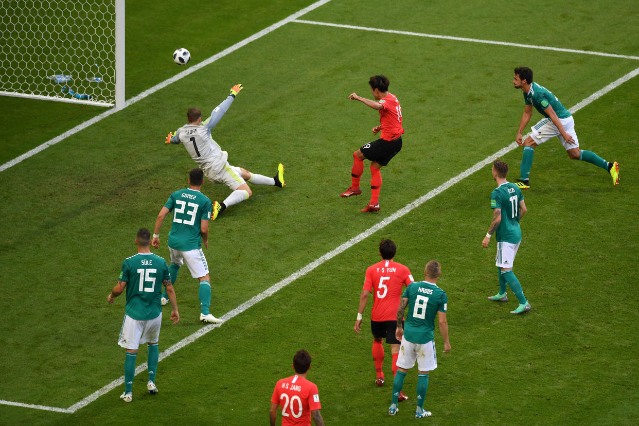 South Korea stunned Germany to eliminate the defending champs from the 2018 World Cup. (Getty)