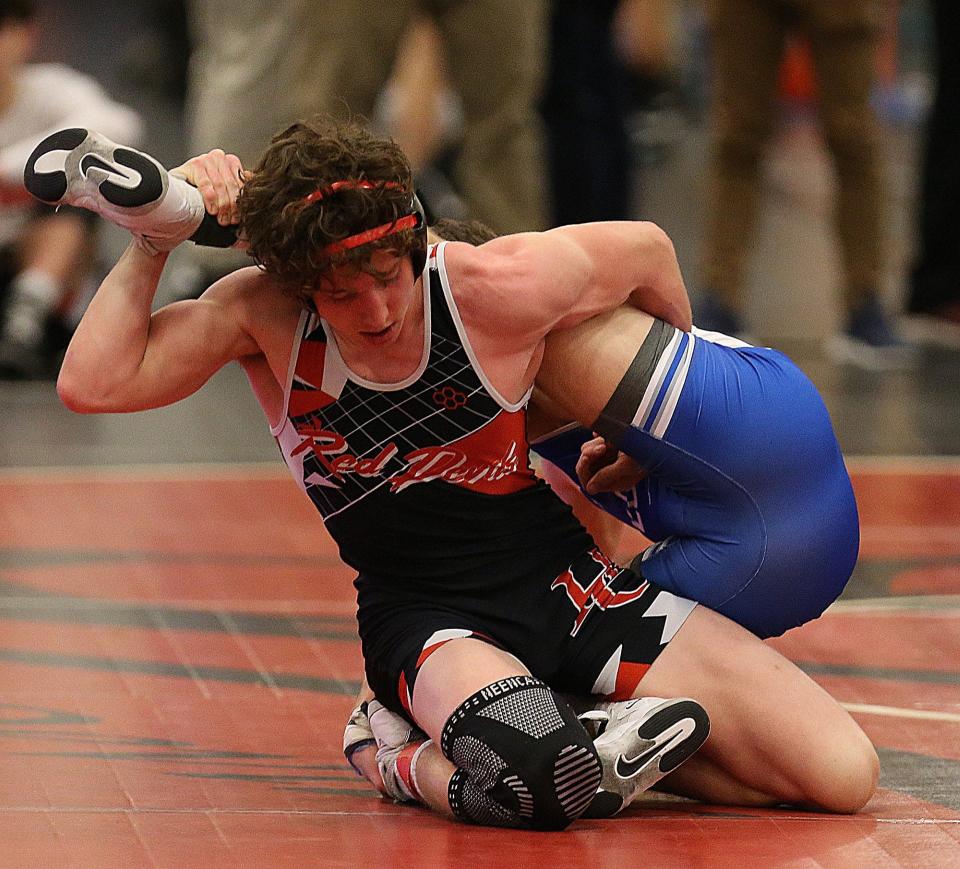 Hunterdon Central's Jackson Call wrestles in the Hunterdon Central Invitational on Dec. 30, 2023