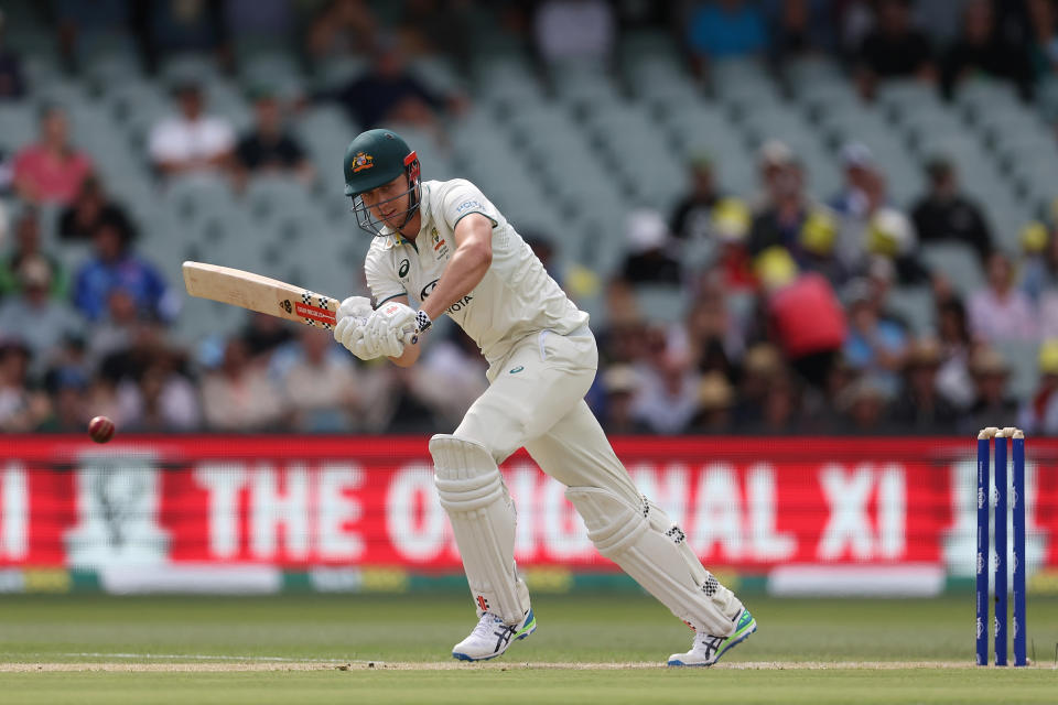 ADELAIDE, AUSTRALIA - JANUARY 18: Cameron Green of Australia bats during day two of the First Test in the Mens Test match series between Australia and West Indies at Adelaide Oval on January 18, 2024 in Adelaide, Australia. (Photo by Paul Kane/Getty Images)