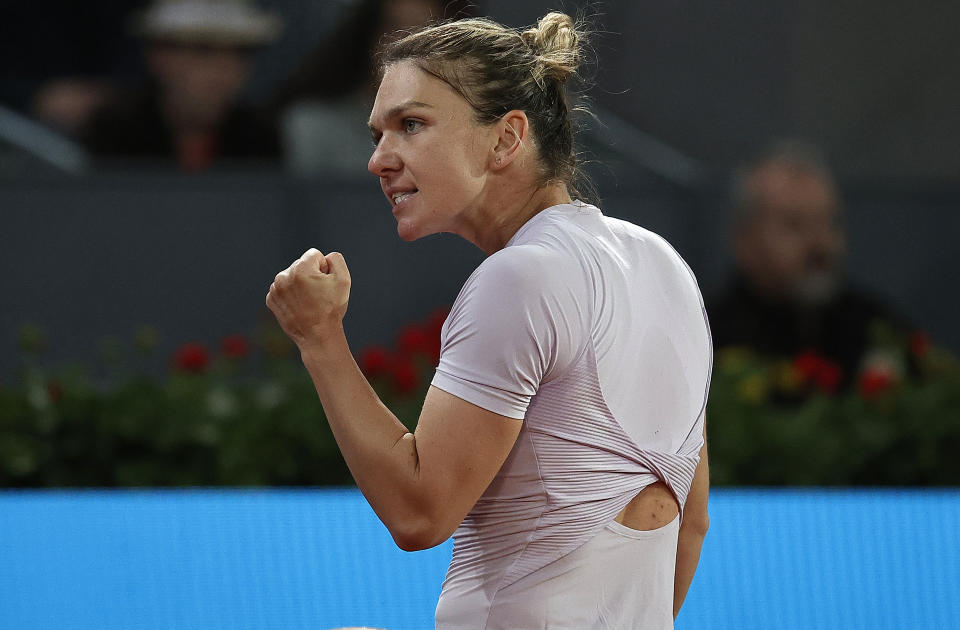 Simona Halep, pictured here in action against Coco Gauff at the Madrid Open.