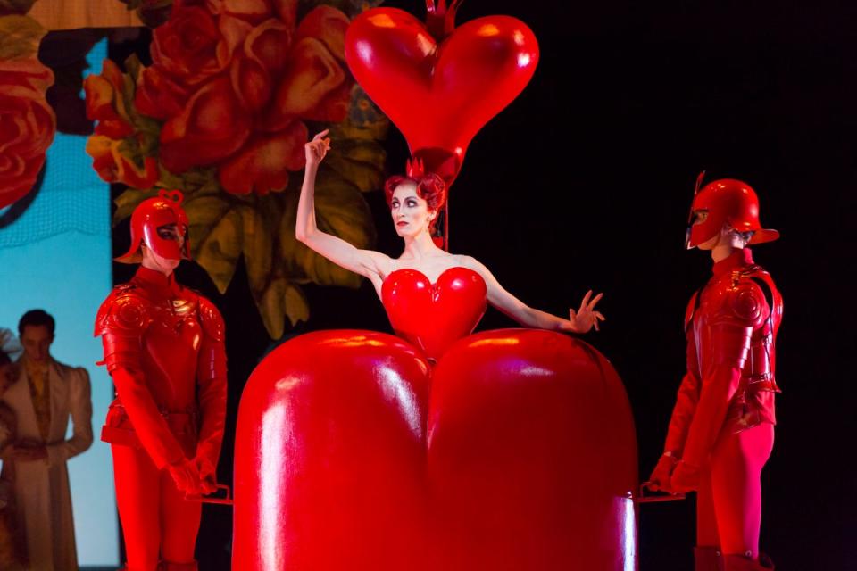 Itziar Mendizabal as the Queen of Hearts in Alice in Wonderland (Johan Persson)