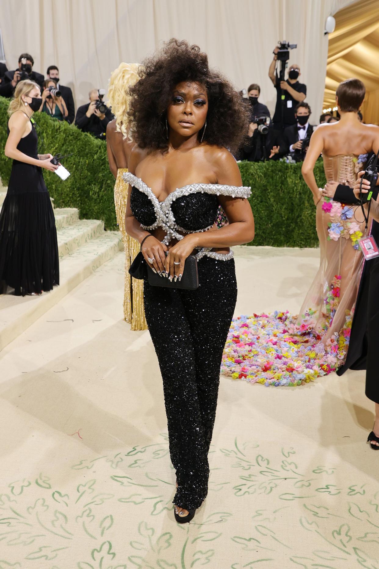 Taraji P. Henson attends The 2021 Met Gala Celebrating In America: A Lexicon Of Fashion at Metropolitan Museum of Art on Sept. 13, 2021 in New York.