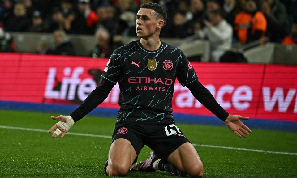 <span><a class="link " href="https://sports.yahoo.com/soccer/players/937742/" data-i13n="sec:content-canvas;subsec:anchor_text;elm:context_link" data-ylk="slk:Phil Foden;sec:content-canvas;subsec:anchor_text;elm:context_link;itc:0">Phil Foden</a> is in the best scoring form of his career for Manchester City.</span><span>Photograph: Ben Stansall/AFP/Getty Images</span>