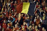 Belgium's supporters celebrate the win during their Euro 2016 qualifying soccer match against Bosnia in Brussels, Belgium September 3, 2015. REUTERS/Eric Vidal