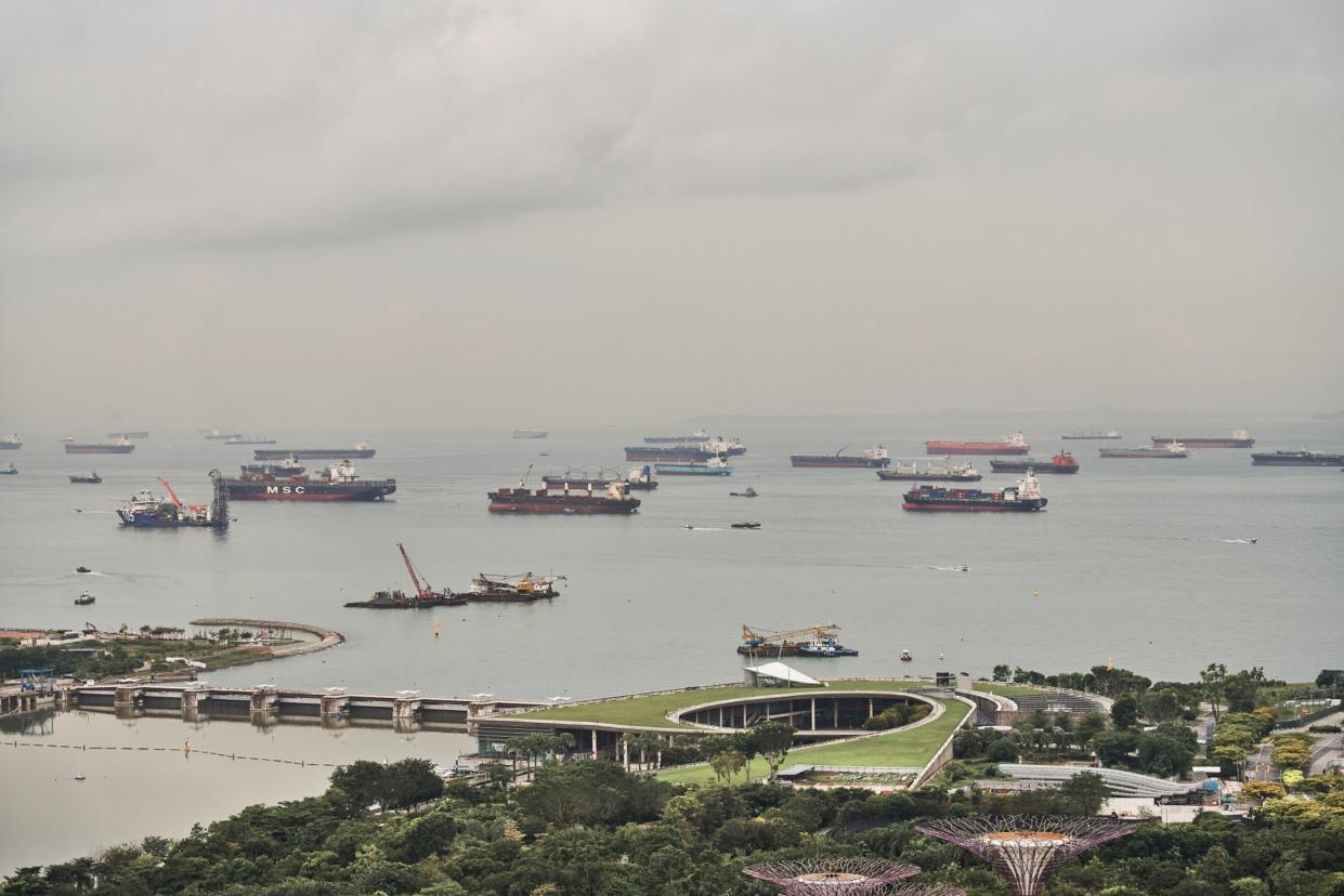 Ships in the Singapore Strait off the coast of Singapore, on Tuesday, Nov. 3, 2020. (Photo: Lauryn Ishak/Bloomberg)