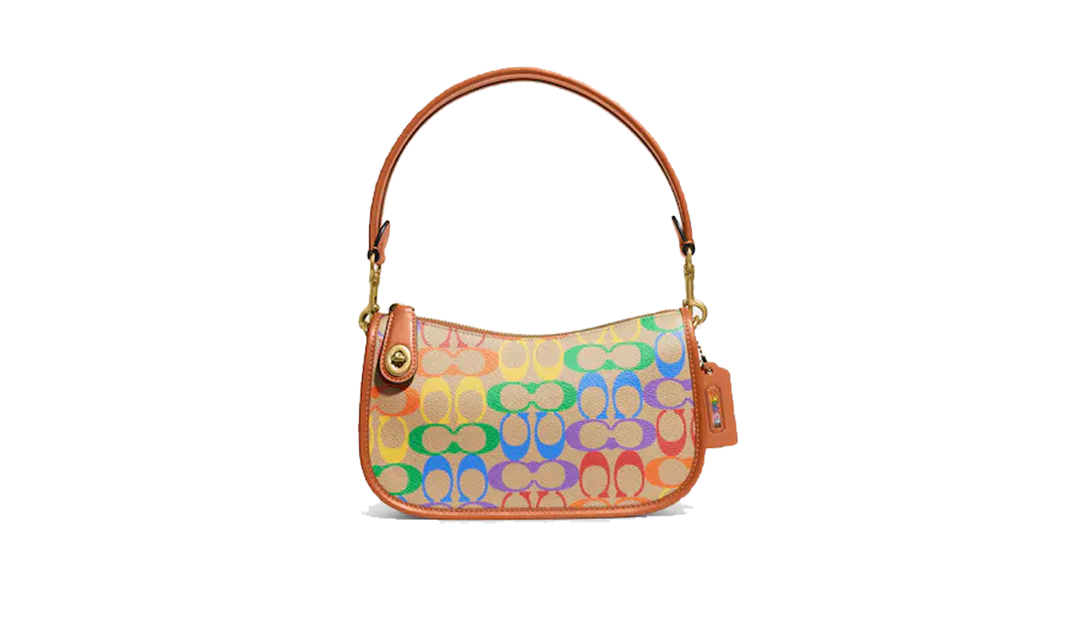 Signature coated canvas and glovetanned leather — plus rainbows! (Photo: Coach)