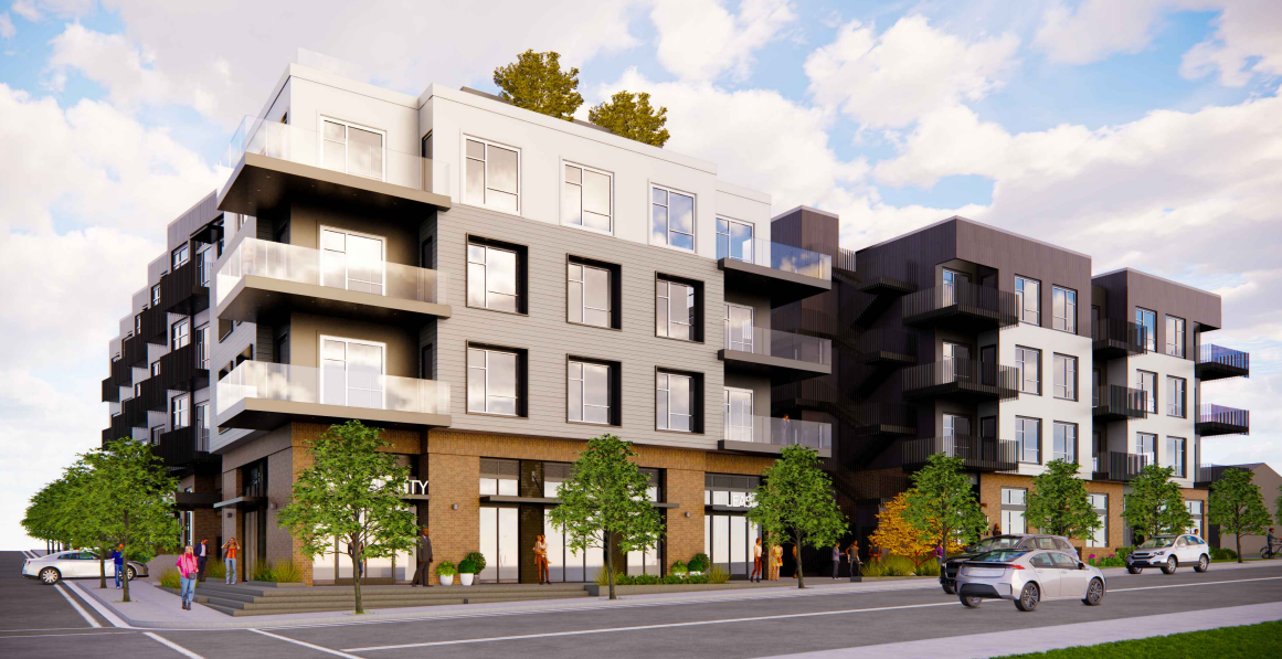 A rendering of an 88-unit apartment project approved for 935 E. Front St. in Ventura's downtown area.