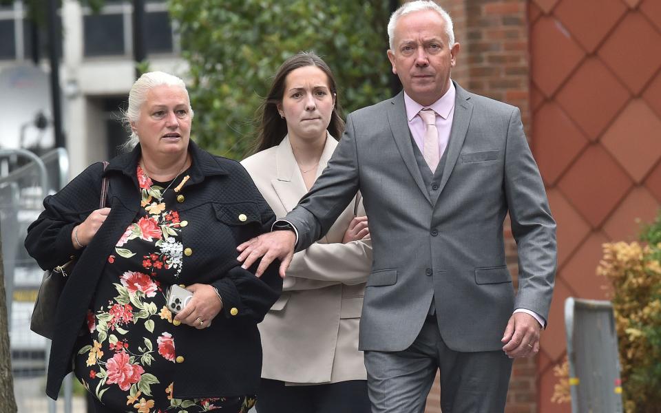 Rebecca Joynes  leaving court with her parents
