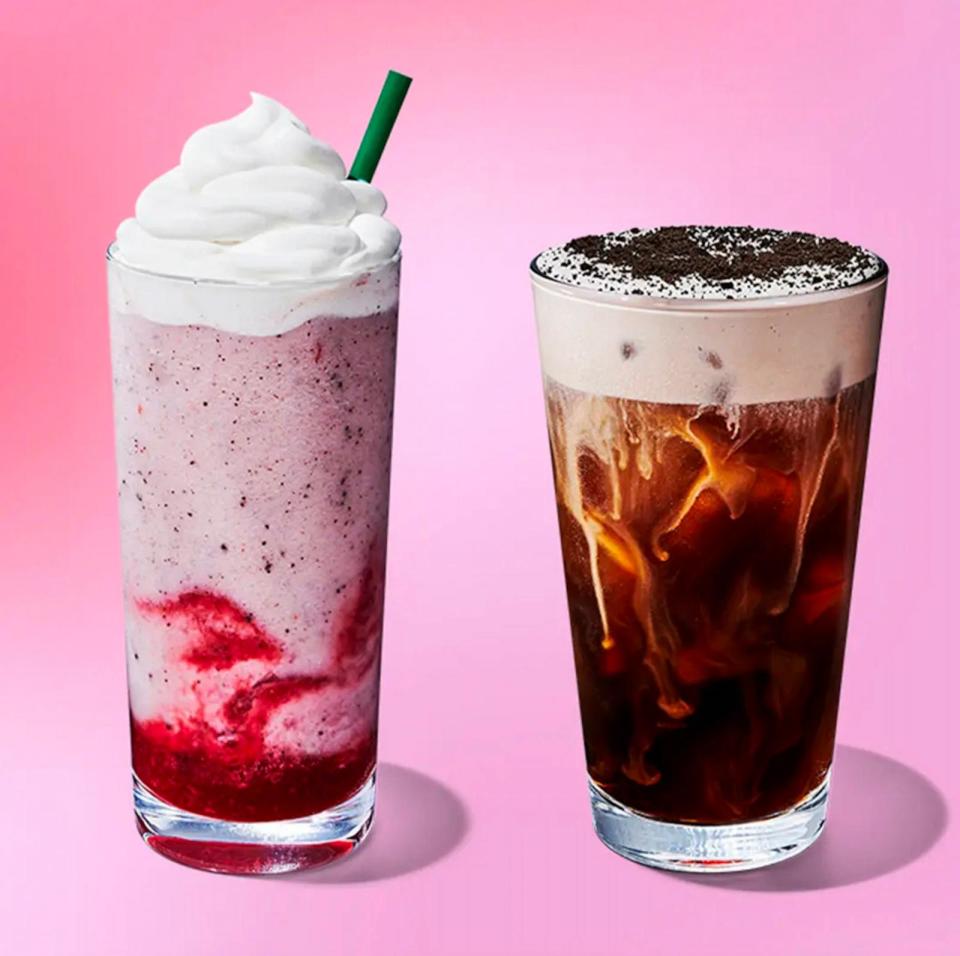 PHOTO: 2 new Valentine's Day drinks available this year at U.S. and Canada Starbucks locations. (Starbucks)
