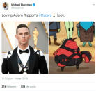 <p>La alfombra roja de los Oscars también dio para mucho en las redes sociales y algunos looks se convirtieron rápidamente en memes, como el del patinador olímpico Adam Rippon con su traje de Moschino. (Foto: Twitter / <a rel="nofollow noopener" href="http://twitter.com/blackmon" target="_blank" data-ylk="slk:@blackmon;elm:context_link;itc:0;sec:content-canvas" class="link ">@blackmon</a>). </p>