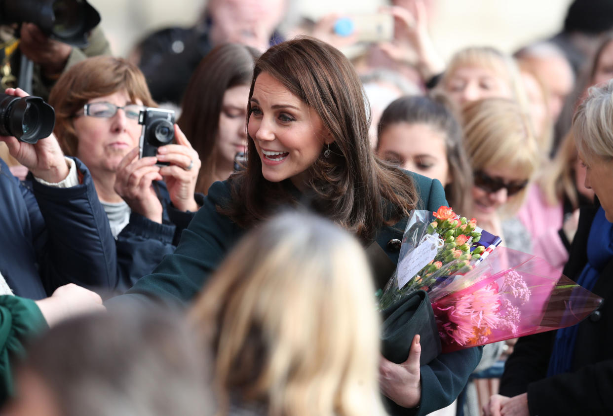 Kate greets well-wishers. (PA Images)