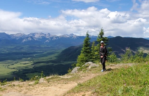 Debbie Medinski on a walk, trying to cover the distance to reach her children's homes across Alberta and BC.  (Submitted by Danika Medinski - image credit)