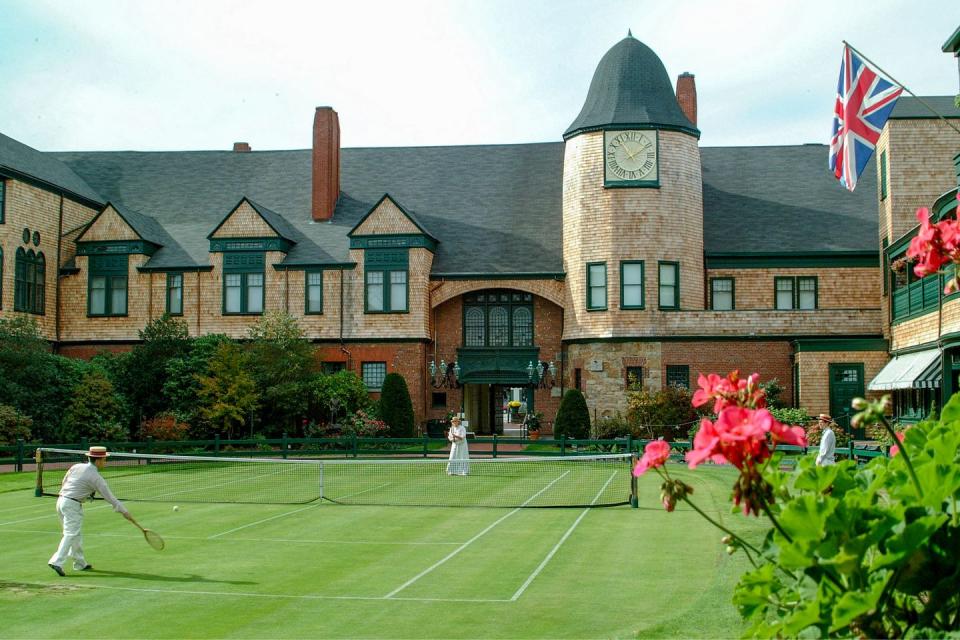 Play tennis on a grass court at the International Tennis Hall of Fame.