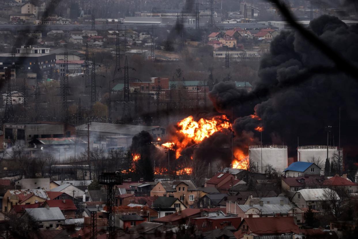 Une explosions qui a touché la ville de Lviv le 26 mars 2022 - Ronaldo SCHEMIDT / AFP