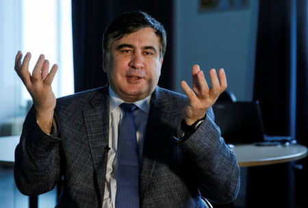 FILE PHOTO: Former Georgian President Mikheil Saakashvili speaks during an interview with Reuters in Kiev, Ukraine, November 16, 2016. REUTERS/Valentyn Ogirenko/File Photo