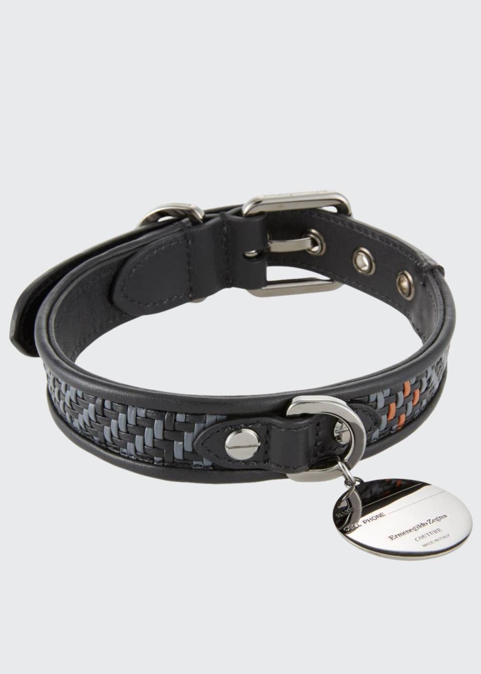 15) Pelle Tessuta Leather Dog Collar