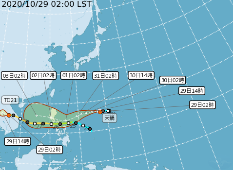 天鵝颱風預測路徑出爐。（圖／中央氣象局）