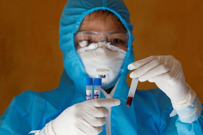 Rapid testing center for coronavirus disease (COVID-19) outside Hanoi