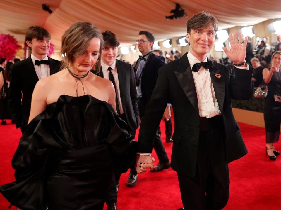 Cillian Murphy and his wife Yvonne McGuinness, followed by their sons Malachy and Aran.
