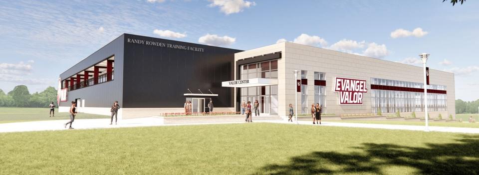 The new Valor Center designed by the Buxton Kubik Dodd is under construction on the campus of Evangel University.
