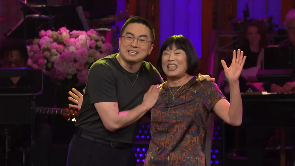 Bowen Yang's mom balanced sweet and spicy in her segment. (Saturday Night Live / YouTube)