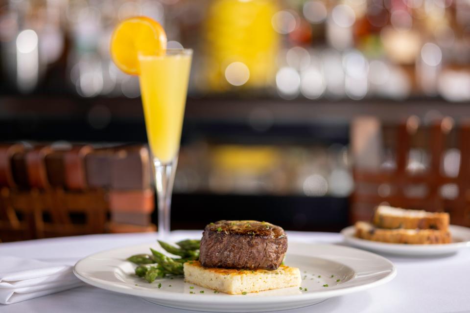 The Capital Grille's Easter brunch specials include this eight-ounce center cut filet mignon with white cheddar hash browns.