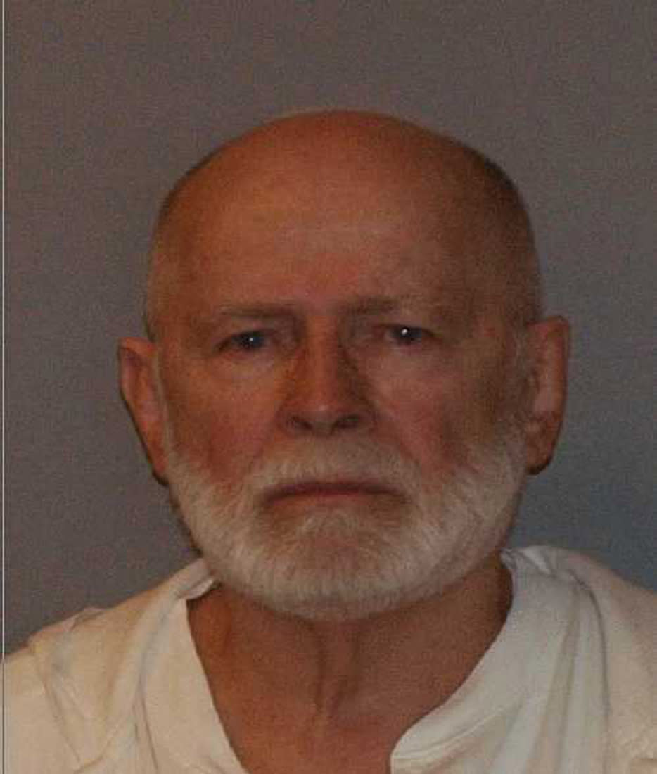 Former mob boss and fugitive James "Whitey" Bulger, who was arrested in Santa Monica, California on June 22, 2011 along with his longtime girlfriend Catherine Greig, is seen in a booking mug photo released to Reuters on August 1, 2011.   Bulger fled Boston in late 1994 after receiving a tip from a corrupt FBI agent that federal charges were pending. Greig joined him a short time later and has been charged with harboring Bulger as a fugitive.   REUTERS/U.S. Marshals Service/U.S. Department of Justice/Handout   (UNITED STATES - Tags: CRIME LAW HEADSHOT) FOR EDITORIAL USE ONLY. NOT FOR SALE FOR MARKETING OR ADVERTISING CAMPAIGNS. THIS IMAGE HAS BEEN SUPPLIED BY A THIRD PARTY. IT IS DISTRIBUTED, EXACTLY AS RECEIVED BY REUTERS, AS A SERVICE TO CLIENTS