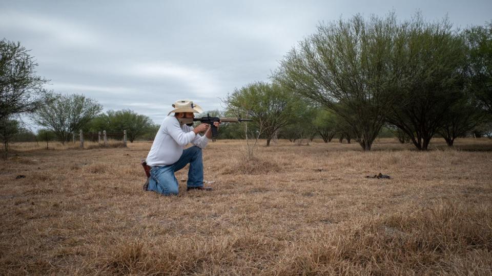 Eric Braden, a former Army infantryman, being filmed in Texas for Against All Enemies, a documentary that explores the link between veterans and violent extremism. Braden, known as 