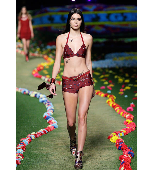 Kendall on the catwalk at New York Fashion Week