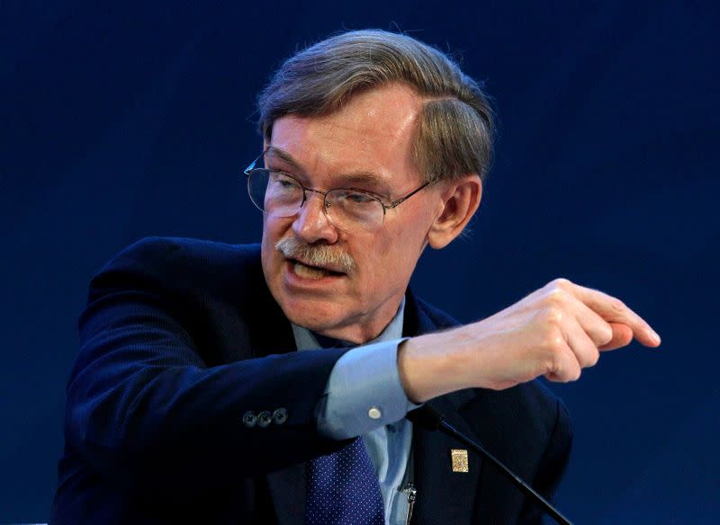 World Bank President Robert Zoellick attends a panel during a B20 meeting prior to the G20 summit in Los Cabos
