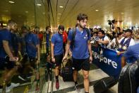 <p>Andrea Ranocchia of Inter Milan arrives at Changi International Airport ahead of the International Champions Cup on July 25, 2017 in Singapore. </p>