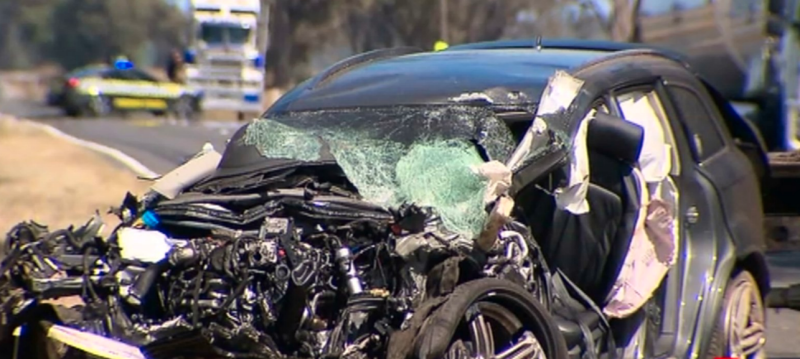 The family were returning home from dinner when their car struck a truck head on. Source: 7News