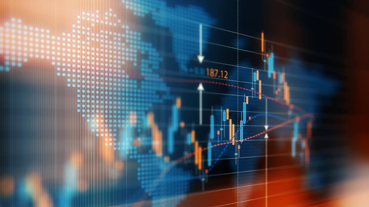 Financial data analysis graph showing global market trends.