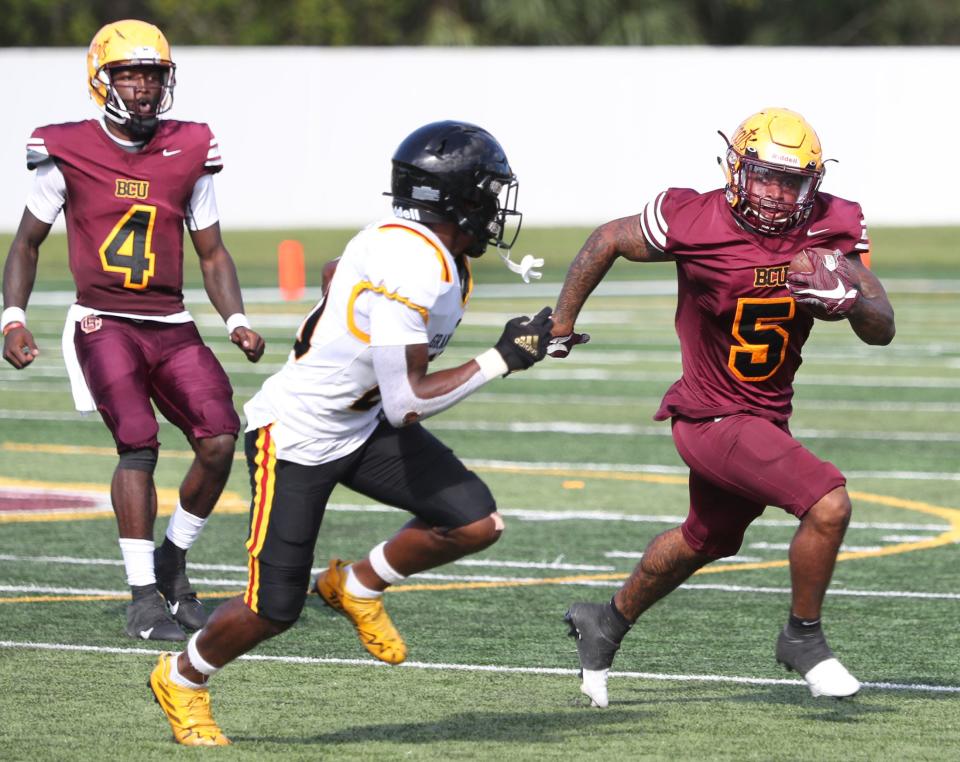 Bethune-Cookman's Que'shaun Byrd (5) ran for a season-high 162 yards against Grambling State last Saturday.