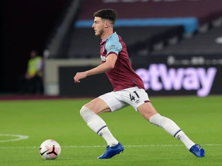 West Ham midfielder Declan Rice (West Ham United FC via Getty Images)