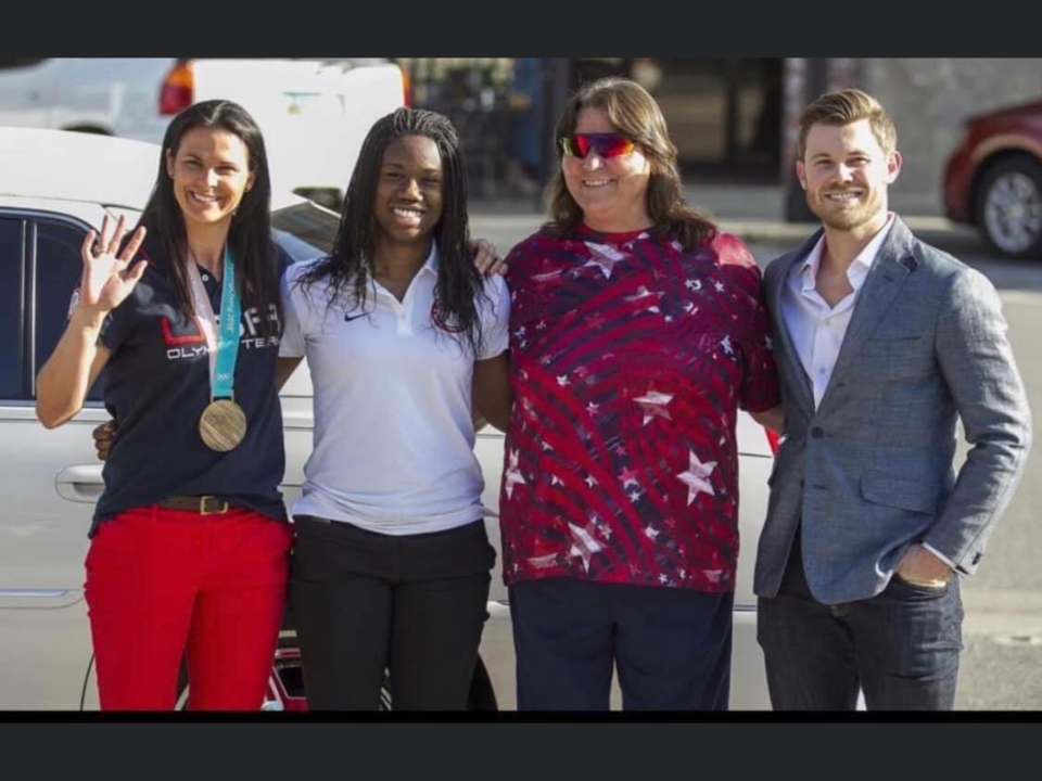 Brittany Bowe, Erin Jackson, Renee Hildebrand and Joey Mantia. (Courtesy of Debbie Bowe)