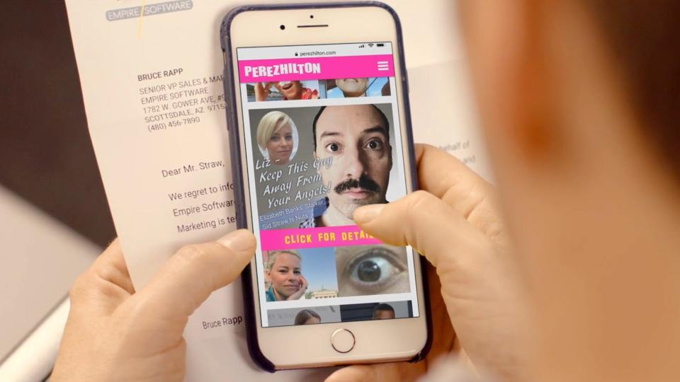 Sid Straw (Tony Hale) is the center of viral infamy over some online posts messaging his former college bud Elizabeth Banks in the comedy "Eat Wheaties!"